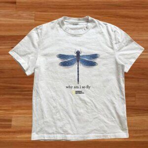 White  National Geographic dragonfly graphic tee